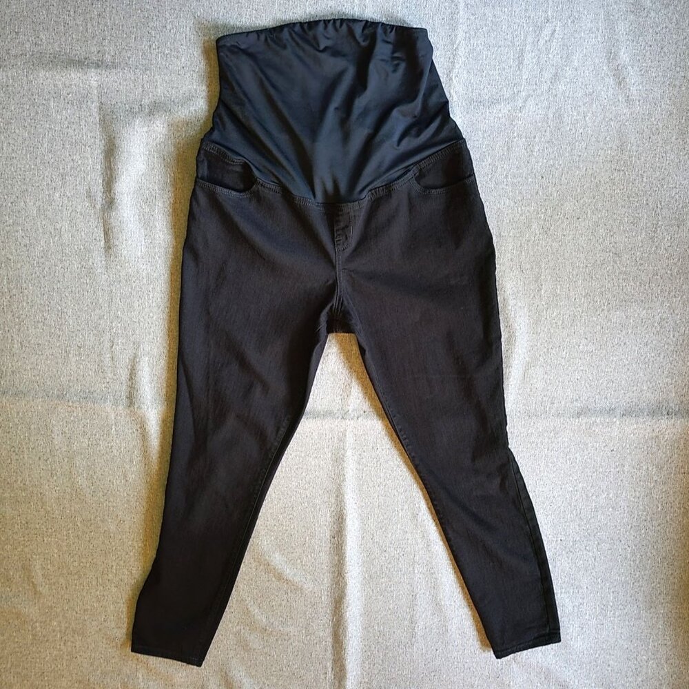 Isabel Maternity Size 12 Skinny Jeans Full Panel Black Over the Belly Denim